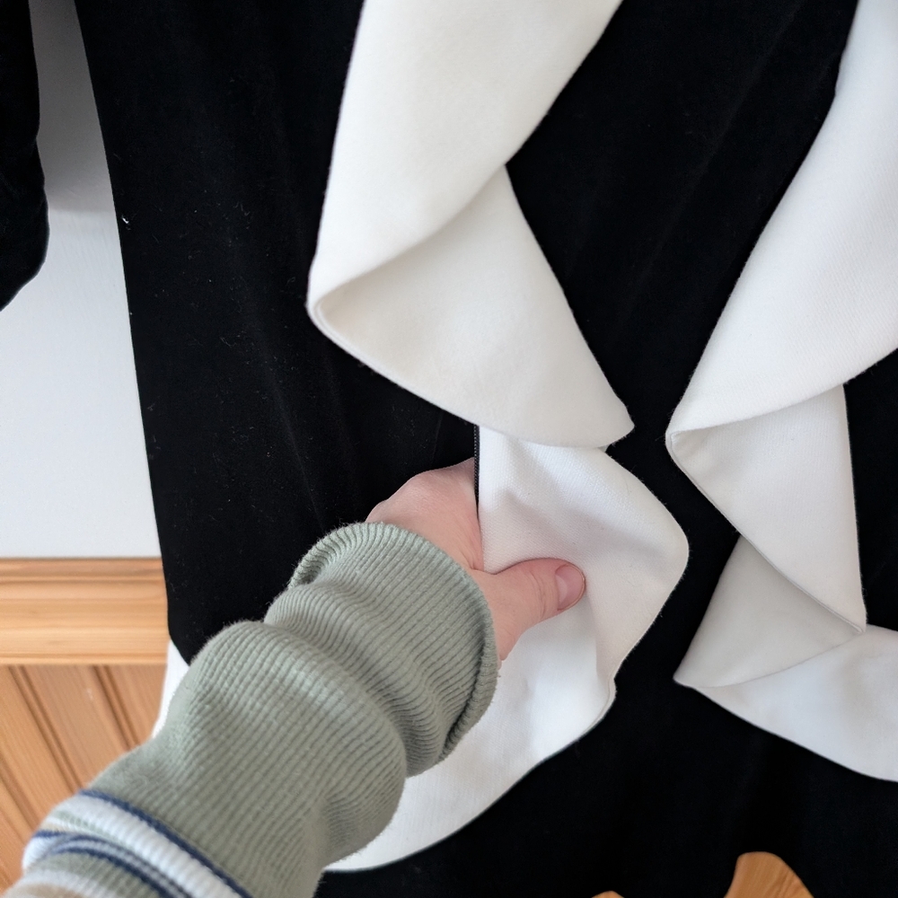Anne Fontaine Black Velvet White Ruffle Solange Cocktail Dress Size 38 (6) - Picture 5 of 13